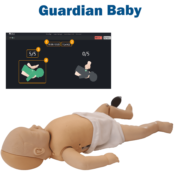 Manichino BLS Lattante a corpo intero per RCP Guardian Baby con App digitale
